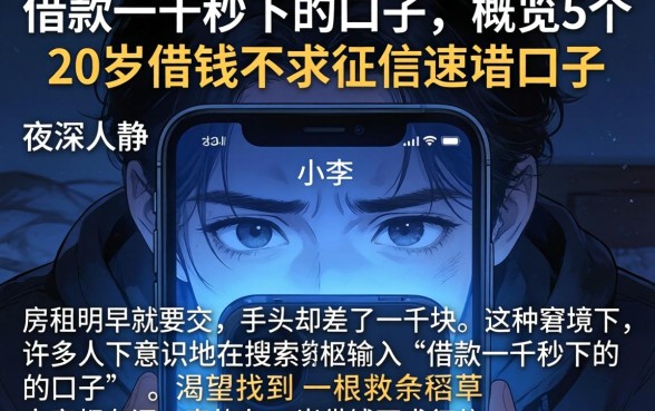 借款一千秒下的口子，概览5个20岁借钱不求征信速借口子