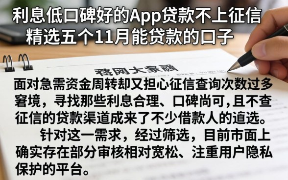利息低口碑好的app贷款不上征信，精选五个11月能贷款的口子