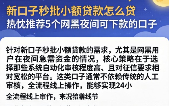 新口子秒批小额贷款怎么贷,热忱推荐5个网黑夜间可下款的口子