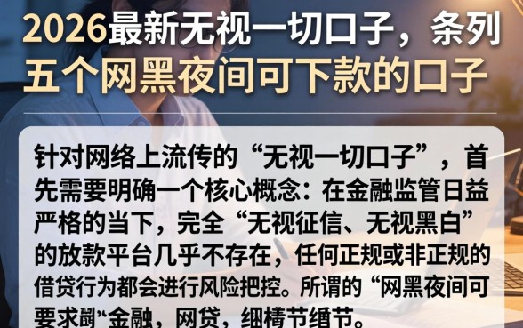 2026最新无视一切口子，条列五个网黑夜间可下款的口子