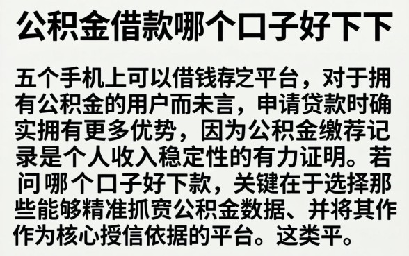 公积金借款哪个口子好下点，详细阐述五个手机上可以借钱的平台