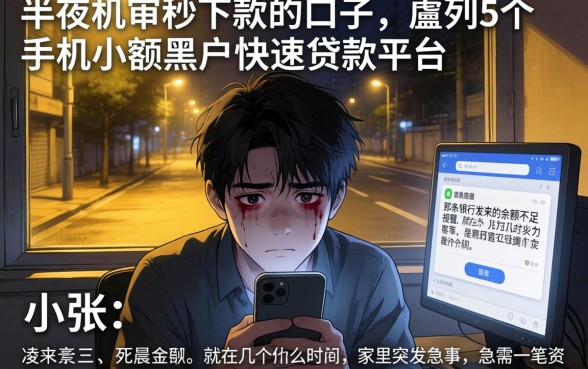 半夜机审秒下款的口子，胪列5个手机小额黑户快速贷款平台