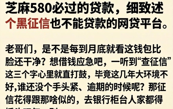 芝麻580必过的贷款,细致阐述五个黑征信也能贷款的网贷平台