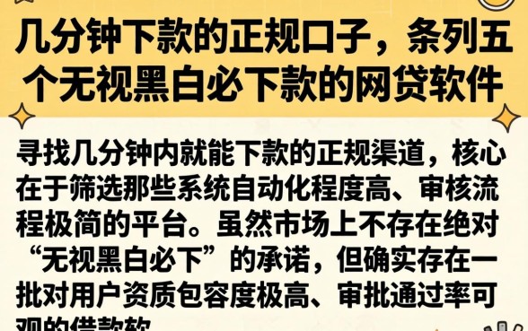 几分钟下款的正规口子，条列五个无视黑白必下款的网贷软件