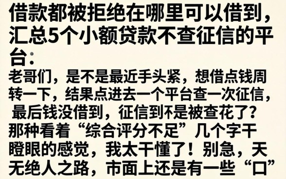 借款都被拒绝在哪里可以借到，汇总5个小额贷款不查征信的平台
