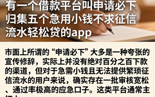 有一个借款平台叫申请必下，归集五个急用小钱不求征信流水轻松贷的app