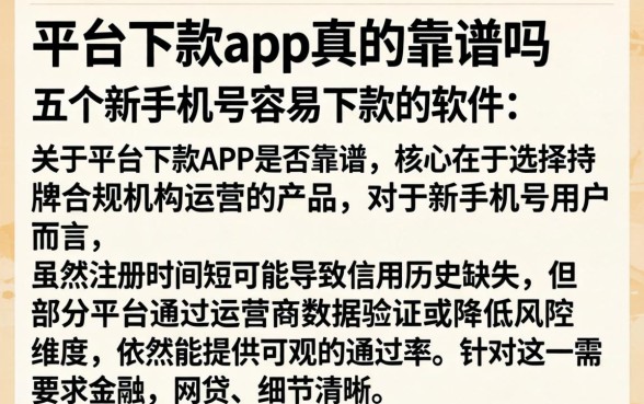 平台下款app真的靠谱吗，详细阐述五个新手机号容易下款的软件