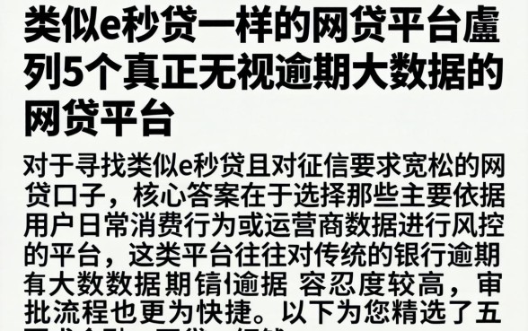 类似e秒贷一样的网贷平台，胪列5个真正无视逾期大数据的网贷平台
