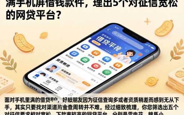 满手机屏幕的借钱软件,理出5个对征信宽松的网贷平台