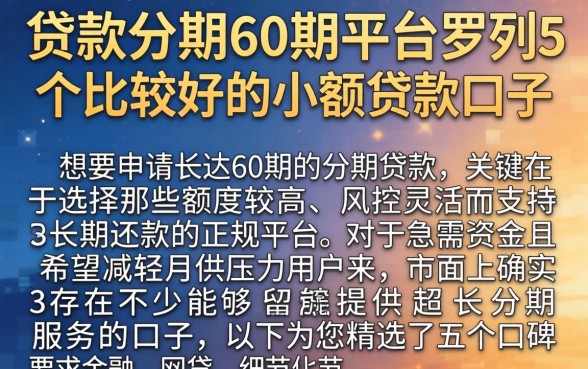 贷款分期60期的平台，罗列5个比较好的小额贷款口子