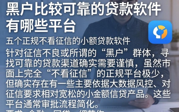 黑户比较可靠的贷款软件有哪些平台,详尽说明五个正规不看征信的小额贷款软件