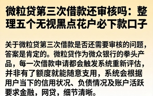 微粒贷第三次借款还审核吗，整理五个无视黑户花户必下款口子