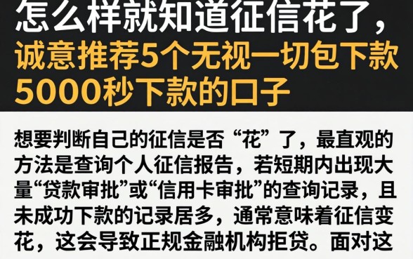 怎么样就知道征信花了，诚意推荐5个无视一切包下款5000秒下款的口子