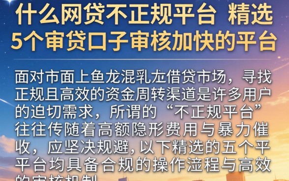 什么网贷不正规平台，精选5个审贷口子审核加快的平台