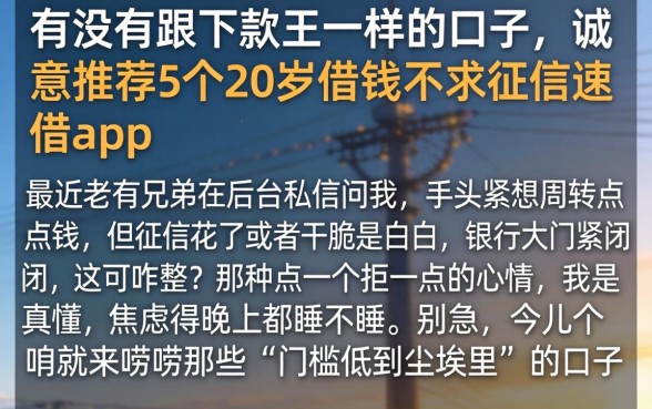 有没有跟下款王一样的口子,诚意推荐5个20岁借钱不求征信速借app