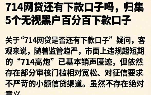 714网贷还有下款口子吗，归集5个无视黑户百分百下款口子