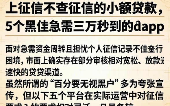上征信不查征信的小额贷款，详细阐述5个黑户急需三万秒到的的app