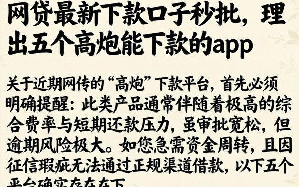 网贷最新下款口子秒批，理出五个高炮能下款的app