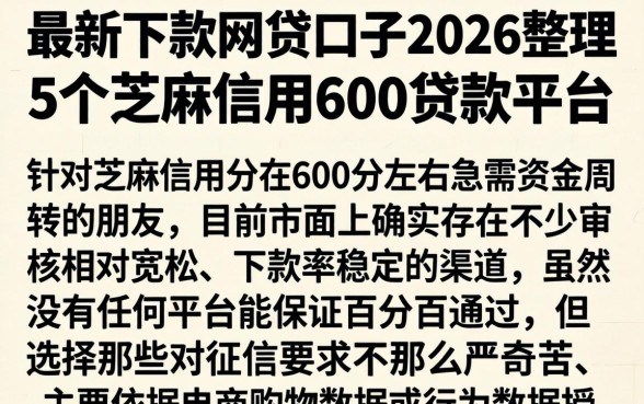最新下款的网贷口子2026,整理5个芝麻信用600贷款平台