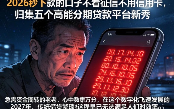 2026秒下款的口子不看征信不用信用卡，归集五个高能分期贷款平台新秀