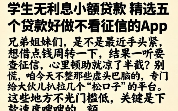 学生无利息小额贷款，精选五个贷款好做不看征信的app