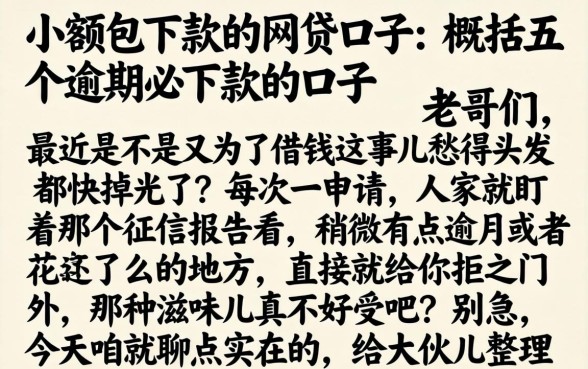 小额包下款的网贷口子,概括五个逾期必下款的口子
