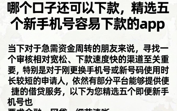 哪个口子还可以下款，精选五个新手机号容易下款的app