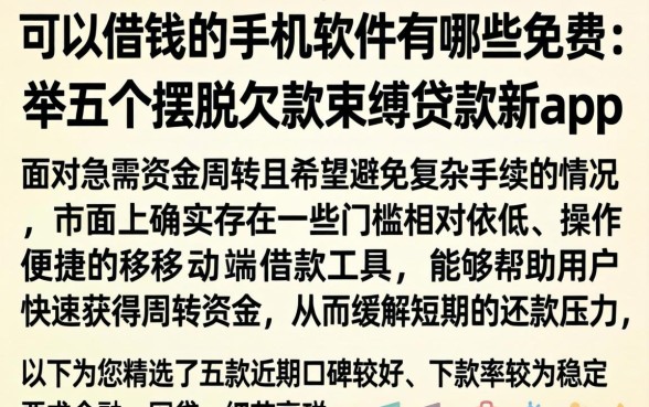 可以借钱的手机软件有哪些免费，枚举五个摆脱欠款束缚贷款新app
