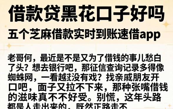 借款贷黑花口子好吗，详尽说明五个芝麻借款实时到账速借app