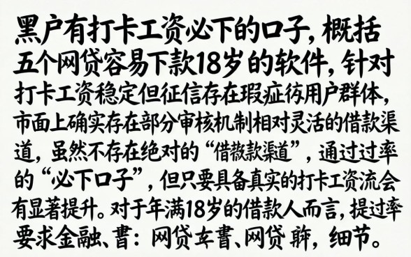 黑户有打卡工资必下的口子，概括五个网贷容易下款18岁的软件