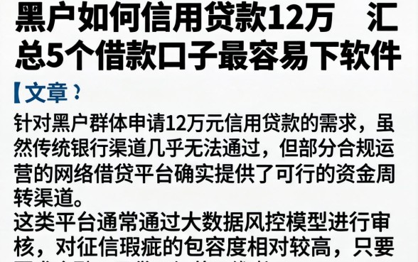 黑户如何信用贷款12万，汇总5个借款口子最容易下软件