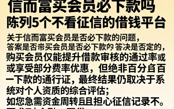 信而富买会员必下款吗,陈列5个不看征信的借钱平台