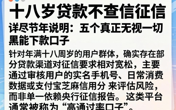 十八岁贷款不查信征信,详尽说明五个真正无视一切黑能下款口子