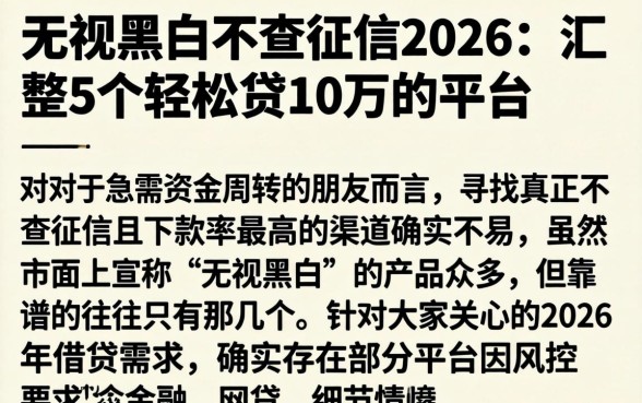 无视黑白不查征信2026,汇整5个轻松贷10万的平台