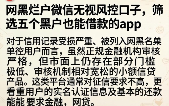 网黑烂户微信无视风控口子,筛选五个黑户也能借款的app