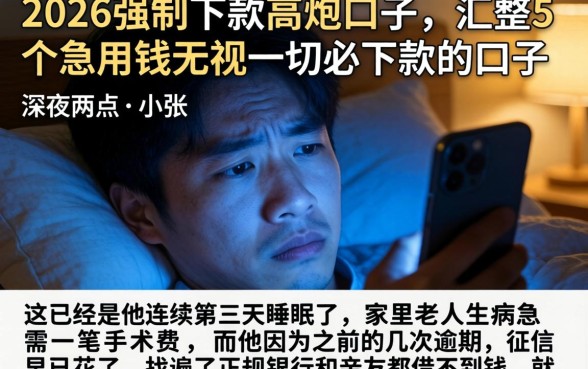2026强制下款的高炮口子,汇整5个急用钱无视一切必下款的口子