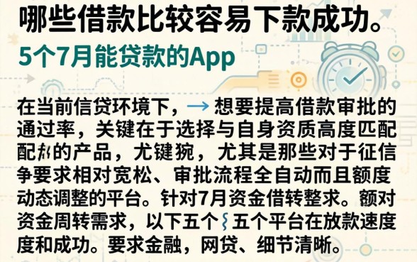 哪些借款比较容易下款成功，详细阐述5个7月能贷款的app