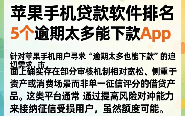 苹果手机贷款软件排名，概括5个逾期太多能下款app