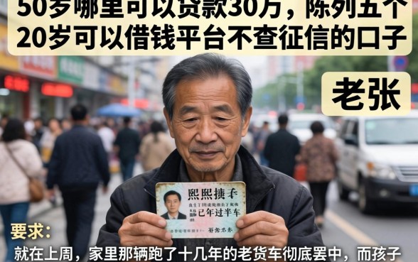 50岁哪里可以贷款30万，陈列五个20岁可以借钱平台不查征信的口子