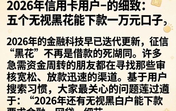 2026年信用卡用户，细致阐述五个无视黑花能下款一万元口子
