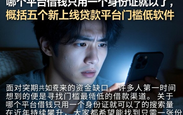 哪个平台借钱只用一个身份证就可以了，概括五个新上线贷款平台门槛低软件