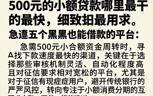 500元的小额贷款哪里最干的最快，细致阐述五个黑户也能借款的平台
