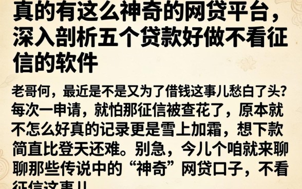 真的有这么神奇的网贷平台，深入剖析五个贷款好做不看征信的软件