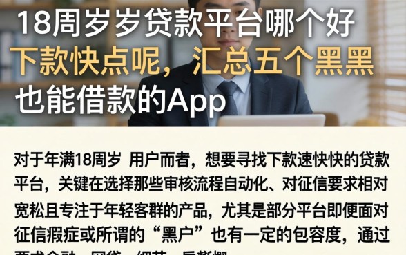 18周岁贷款平台哪个好下款快点呢，汇总五个黑户也能借款的app