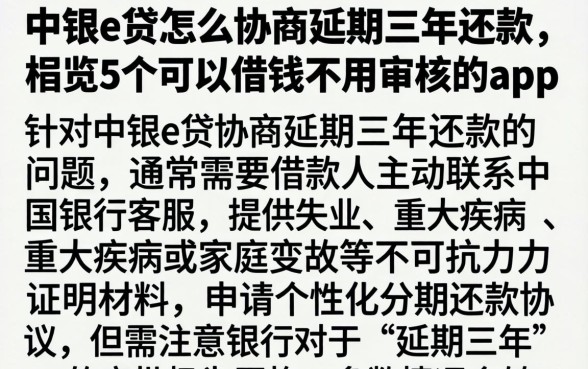 中银e贷怎么协商延期三年还款,概览5个可以借钱不用审核的app
