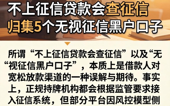 不上征信贷款会查征信，归集5个无视征信黑户口子