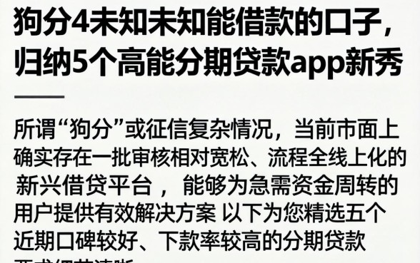 狗分4未知未知能借款的口子，归纳5个高能分期贷款app新秀