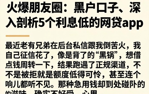 火爆朋友圈的黑户口子，深入剖析5个利息低的网贷app