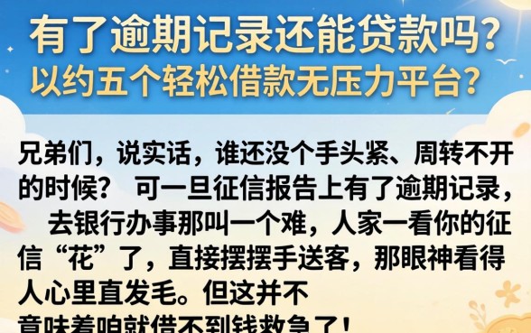 有了逾期记录还能贷款吗，归纳五个轻松借款无压力平台