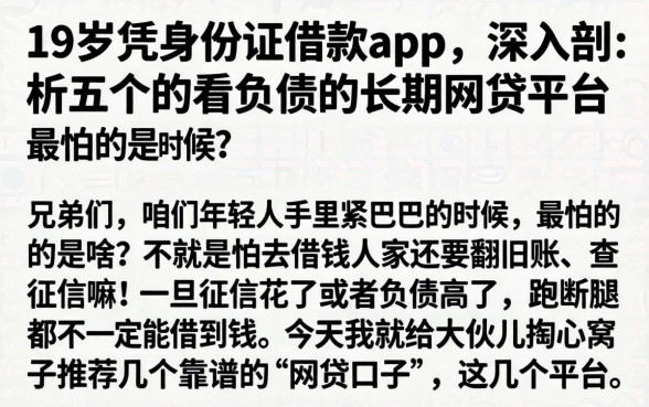 19岁凭身份证借款app,深入剖析五个不看负债的长期网贷平台